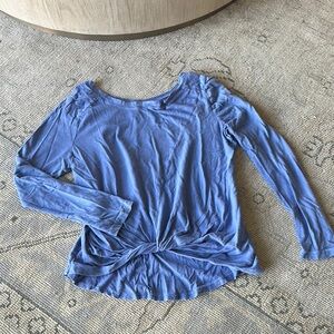 Zella Blue Tie Front Long Sleeve Blouse